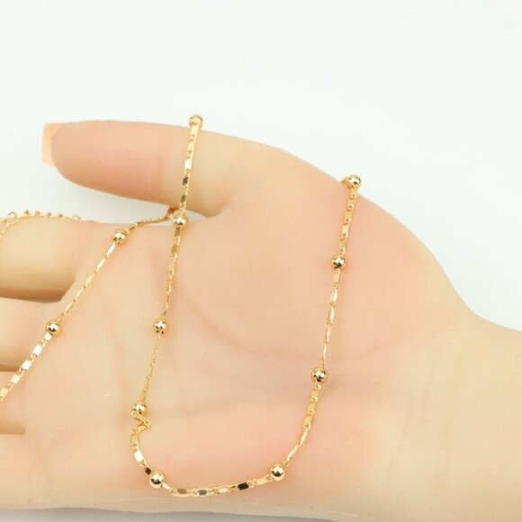 Elegant Rose Gold Necklace with Beaded Detailing, XPNL0403 - Picture 3 of 11